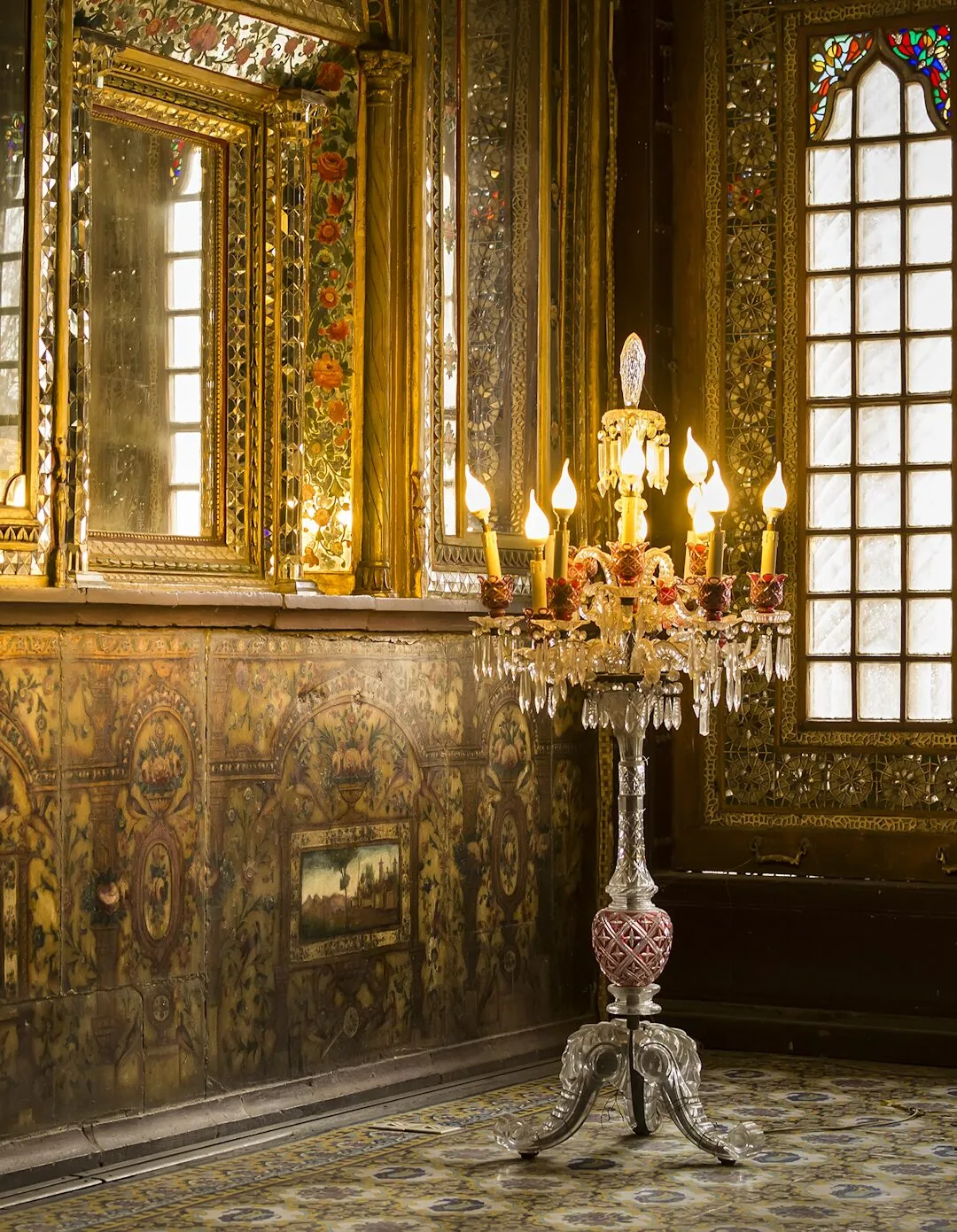Ornate brass candelabra collection