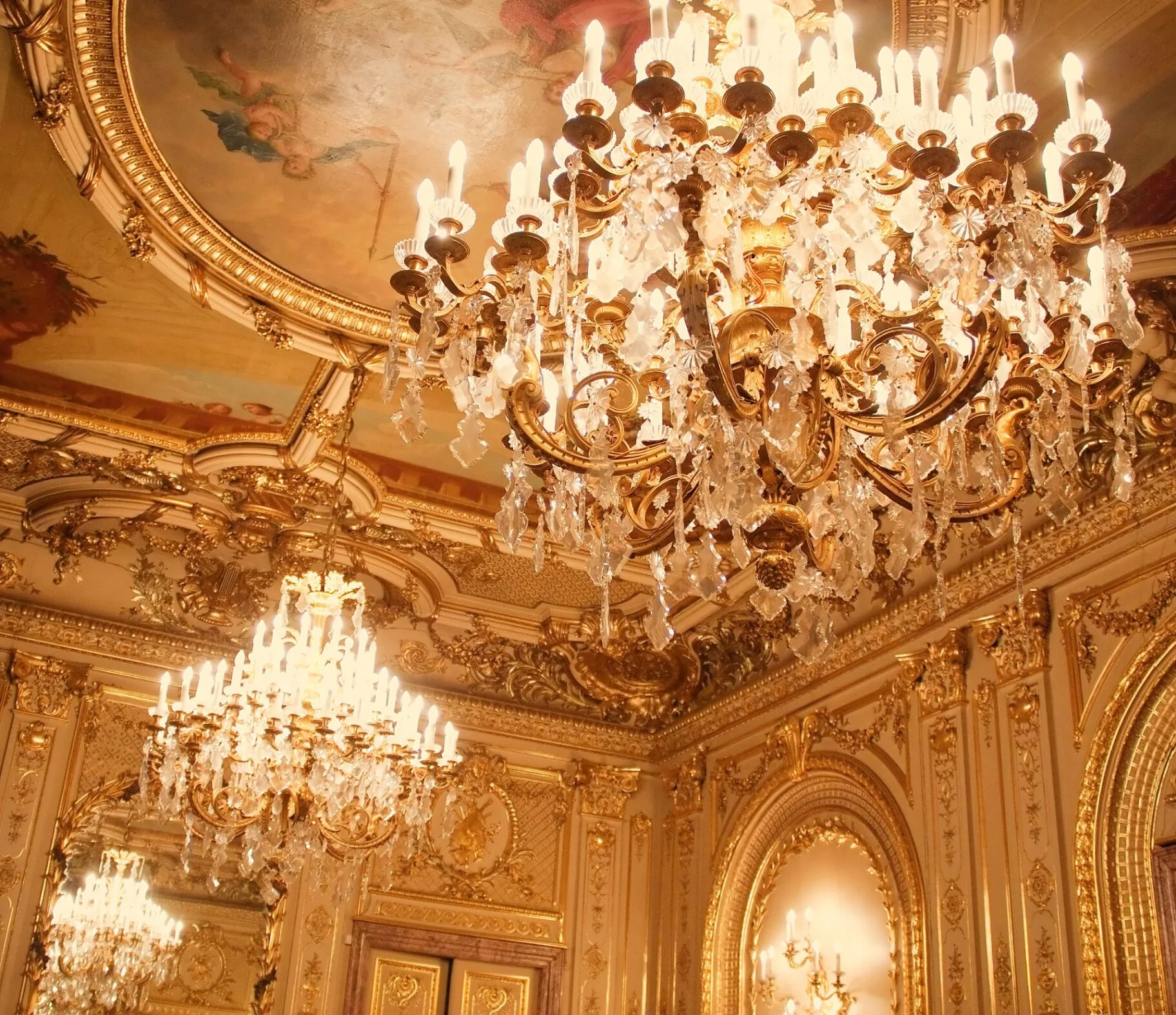 Collection of antique crystal chandeliers