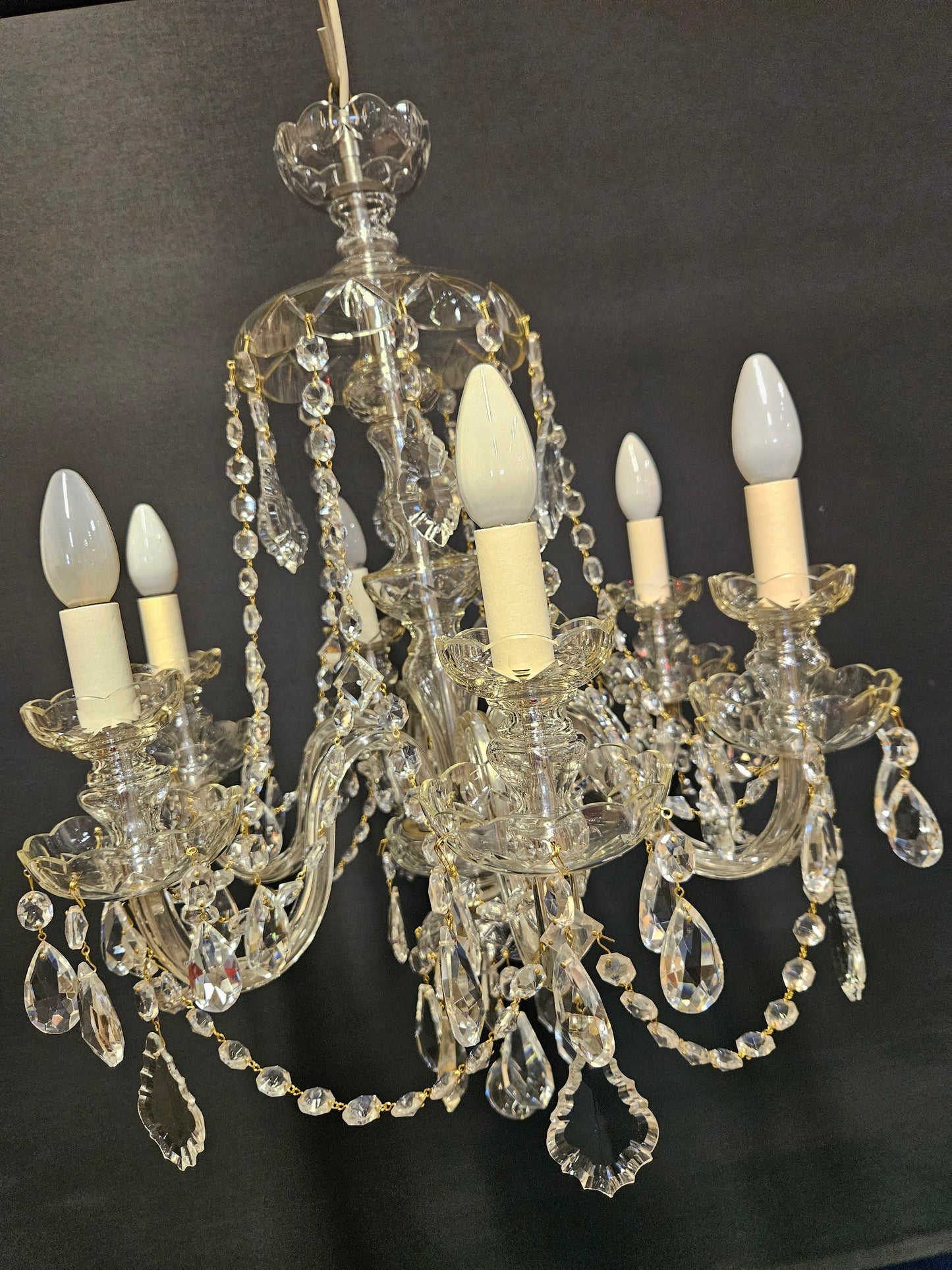 6-Arm Czech Chandelier, CA. 1930