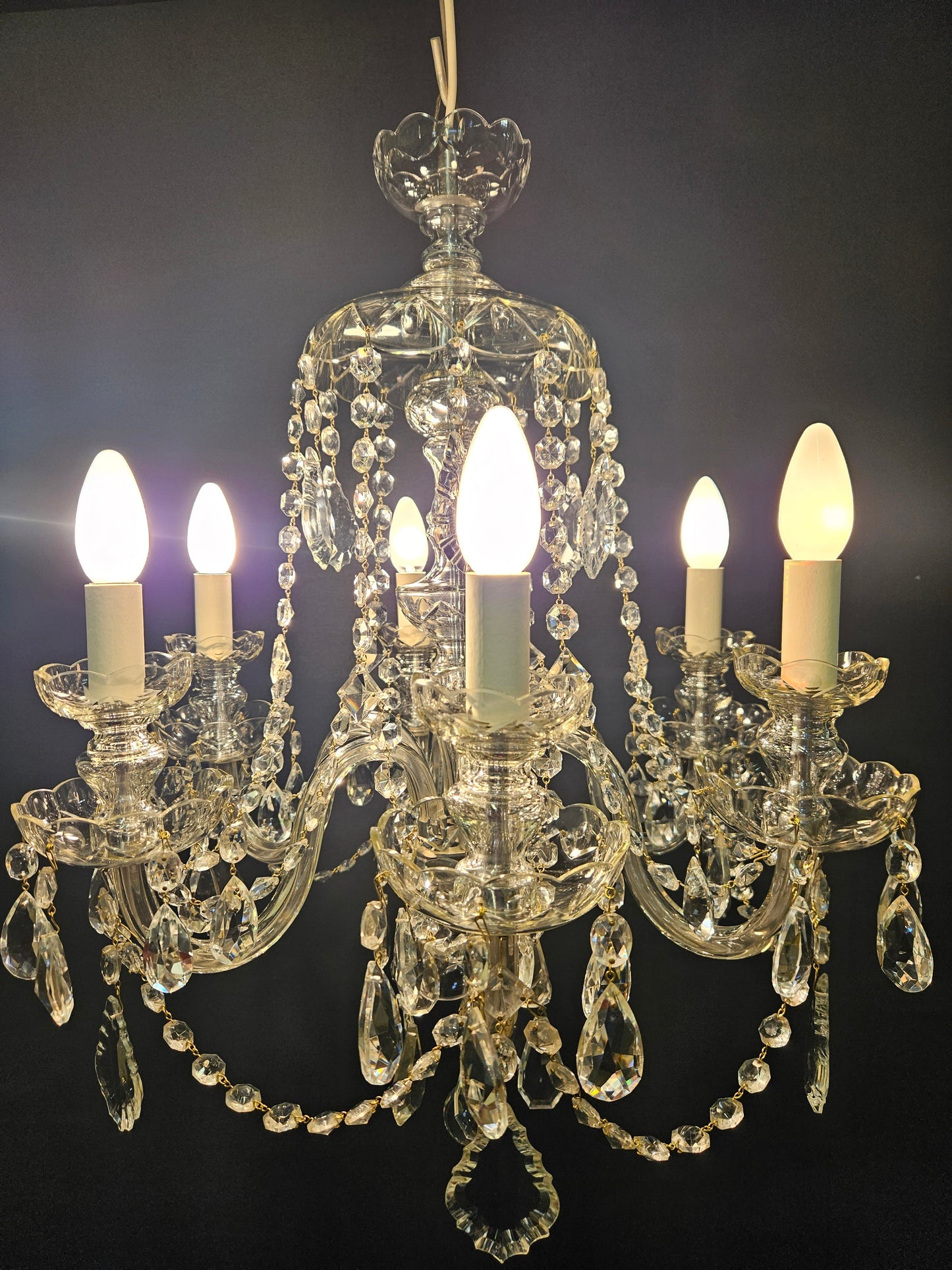 6-Arm Czech Chandelier, CA. 1930